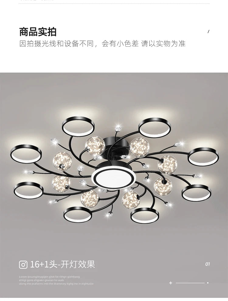 Artpad Modern Star Moon Ceiling Light Fixture | Romantic LED Chandelier for Bedroom & Living Room