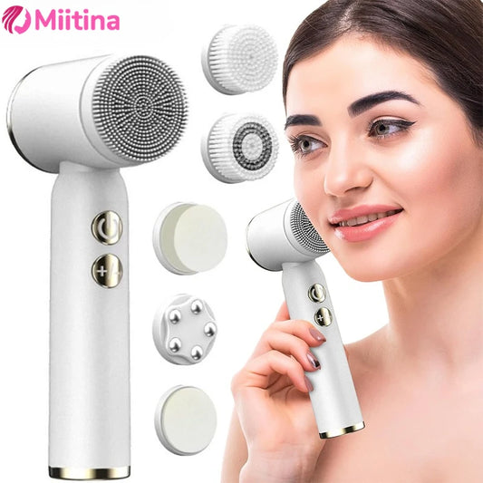 Miitina Electric Face Cleanser – 6 Brush Heads Deep Clean & Blackhead Remover