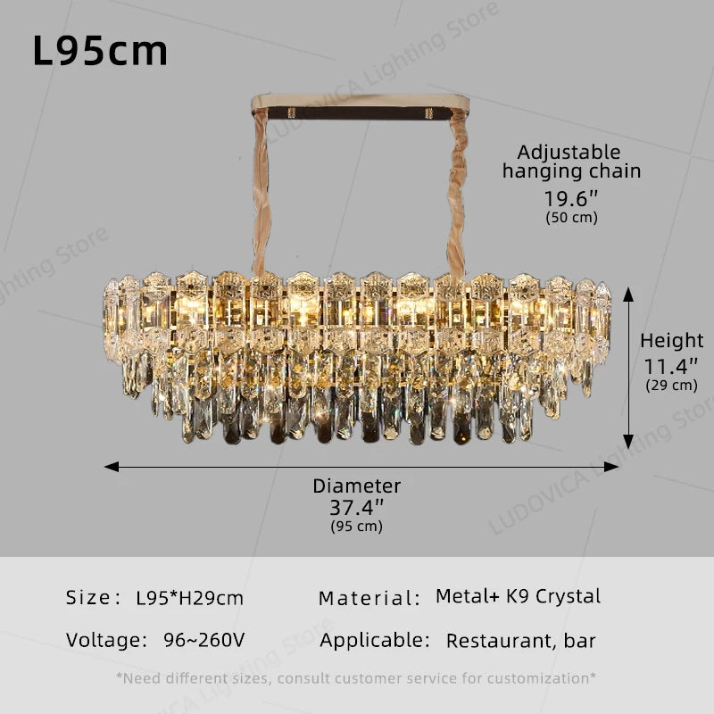 LUDOVICA Crystal LED Chandelier | Elegant Pendant Light for Bedroom & Dining
