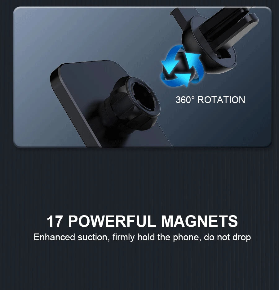 VIKEFON 30W Magnetic Car Phone Holder Charger – iPhone Fast Wireless Charging