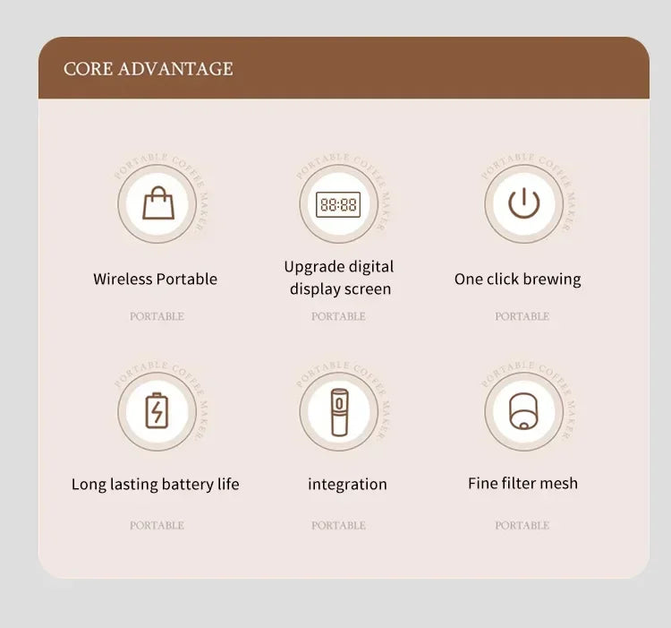 TINSOL Rechargeable Coffee Maker – Wireless Heating, 90ml Water Tank, Camping & Travel Use
