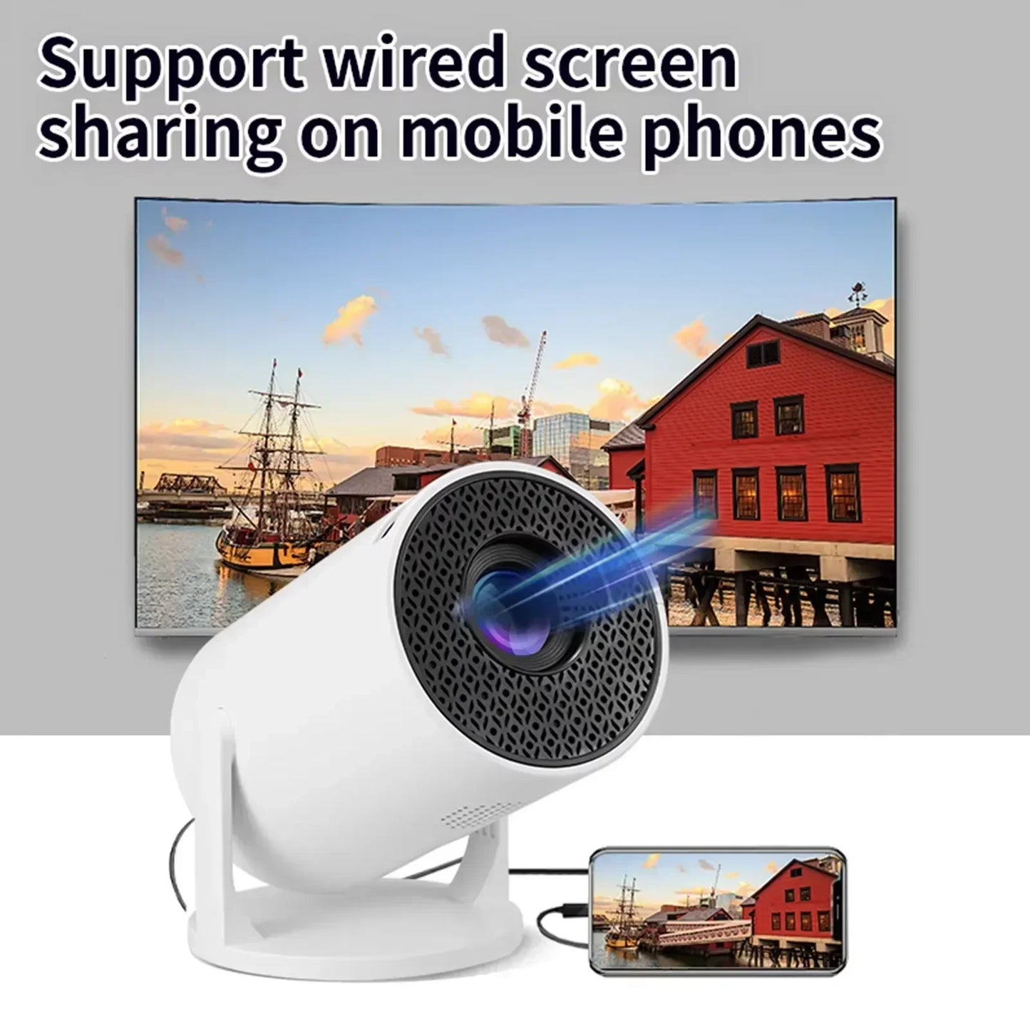 Mini Android Projector – 150 ANSI, 1080P Support, Portable Home Theater