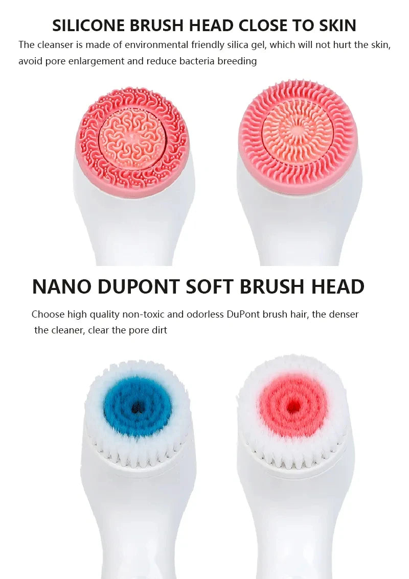 Electric Facial Cleanser – IPX7 Waterproof Multi-Brush Skin Cleaning Device