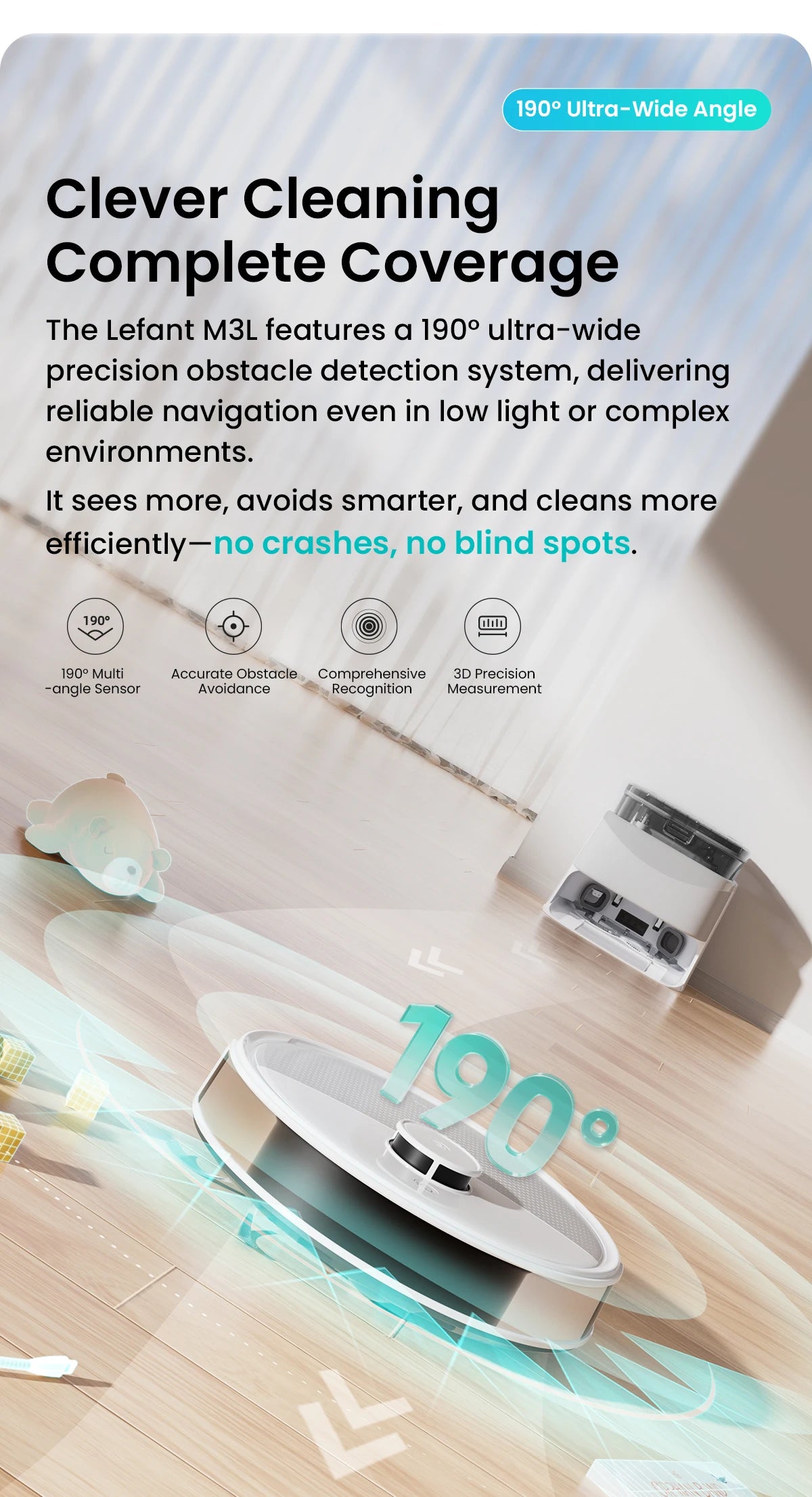 Lefant M3 4-in-1 Robot Vacuum & Mop – LiDAR Navigation, 220min Runtime, Alexa Compatibl