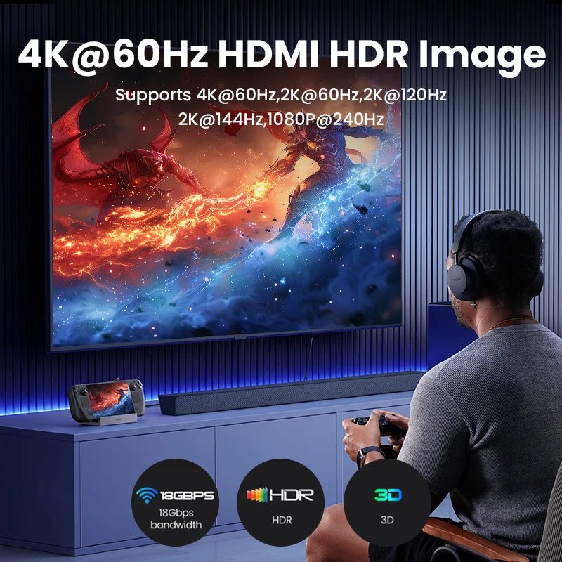 9-in-1 Steam Deck Docking Station – 4K@60Hz HDMI, 10Gbps USB-C, 100W PD Stand