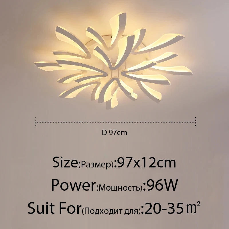 JAYGIY LIGHT Butterfly LED Ceiling Light | Dimmable Remote Control, Modern White