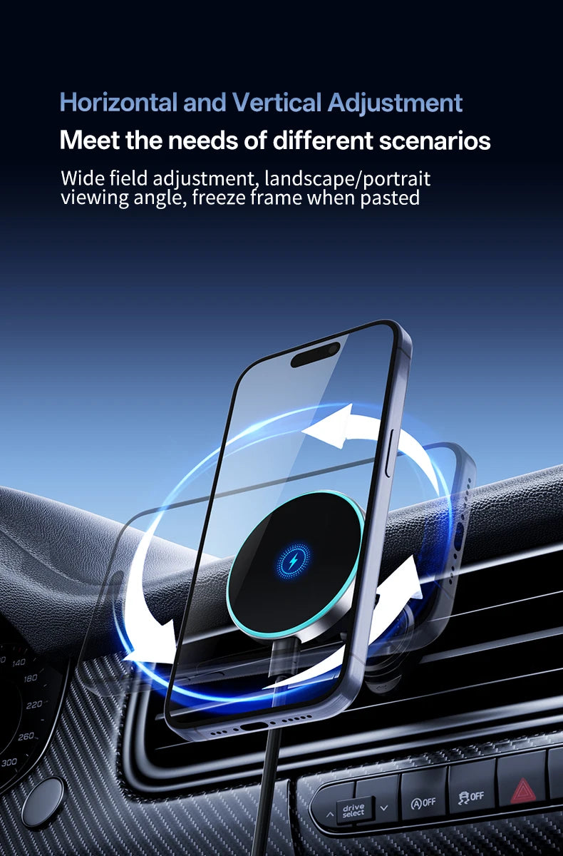 Universal Wireless Charging Car Phone Holder – Vent Mount, 360° Rotatable