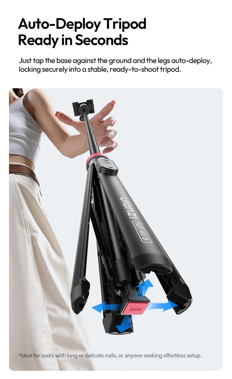 MT-44 B Auto-Deploy Tripod Pole – 1.5m with Bluetooth Remote