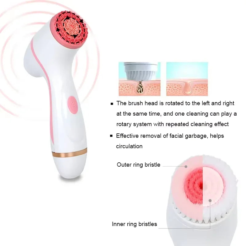 Electric Facial Cleanser – IPX7 Waterproof Multi-Brush Skin Cleaning Device