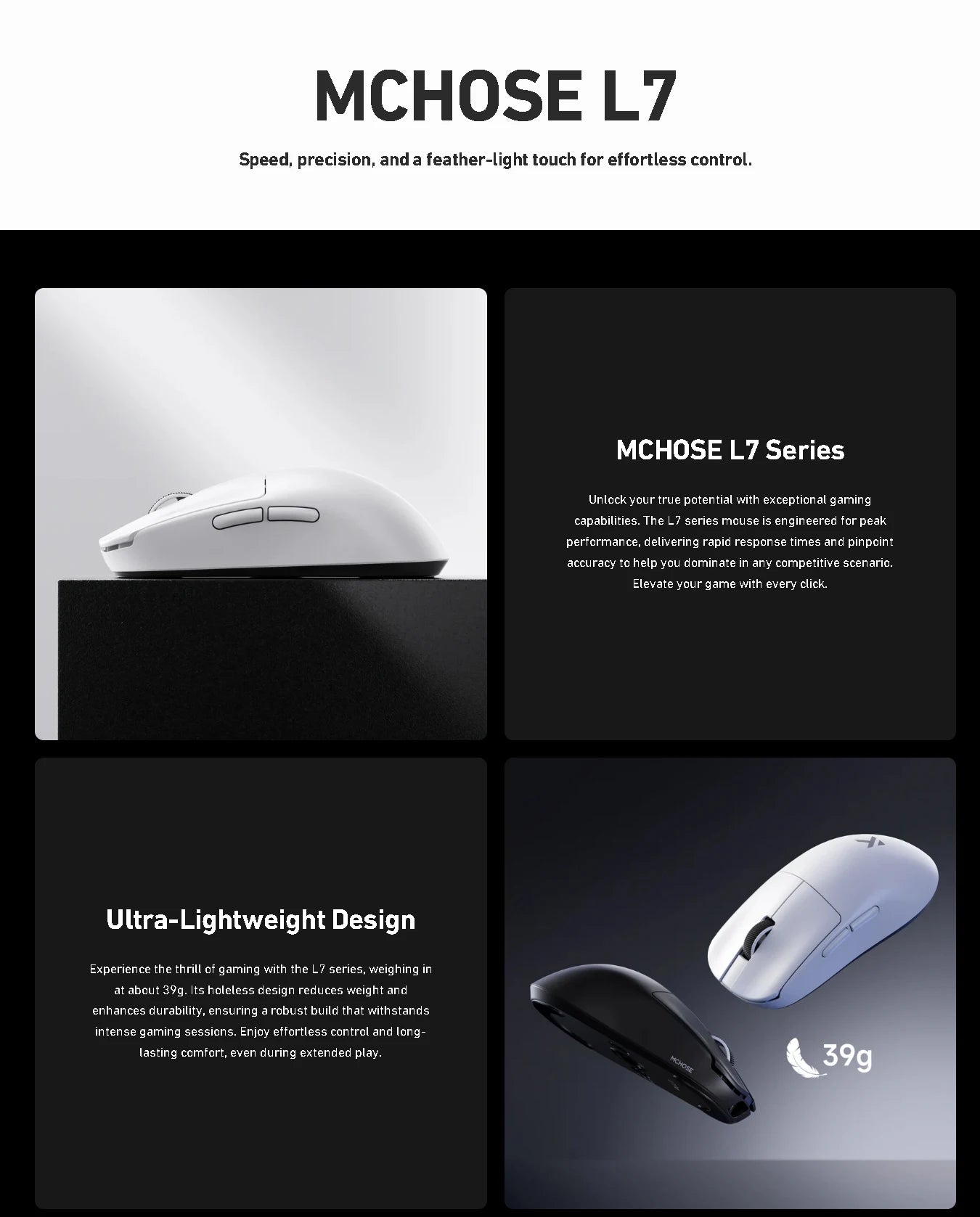 L7 Ultra Wireless Gaming Mouse – PAW3950, 8K Polling, Ultra-Lightweight