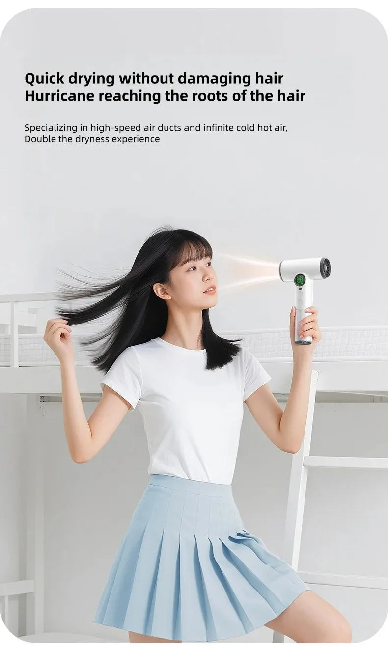 CHUBAN Wireless Hair Dryer – 100000RPM High Wind, USB-C Rechargeable