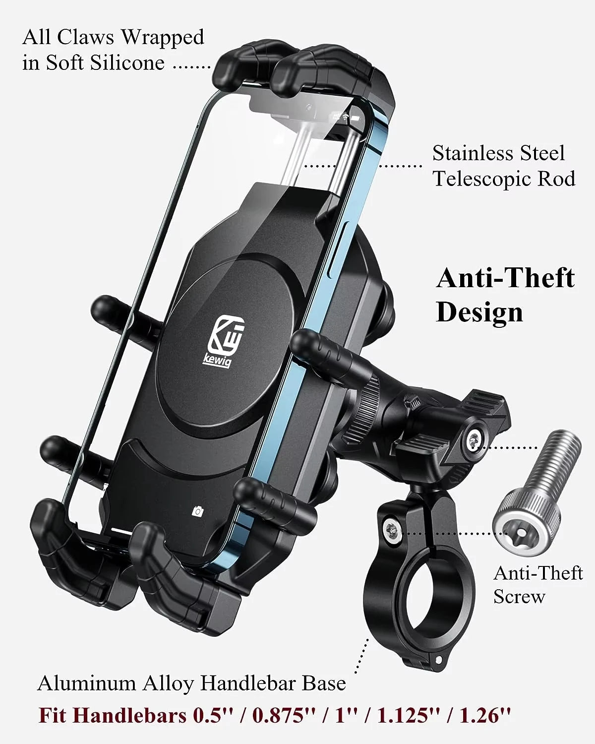 VBNM Motorcycle Phone Holder with Wireless Charging – 15W Qi + 30W USB-C PD