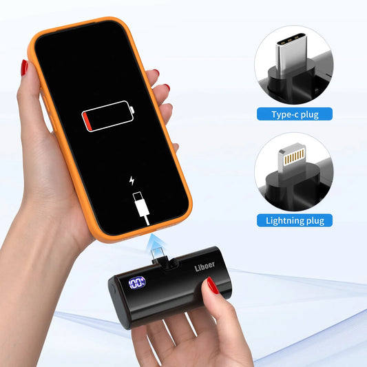 Pocket Power Bank 5000mAh – 22W PD Fast Charge with Foldable Plug