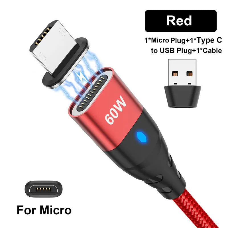 Nylon Braided 6-in-1 Charging Cable – QC3.0 Fast Charge & Data Sync (3A)