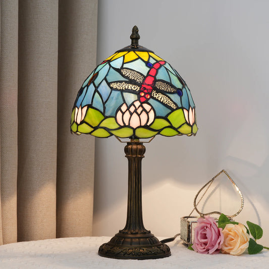 Artistic Stained Glass Desk Lamp | Resin Base Ambient Bedside Light