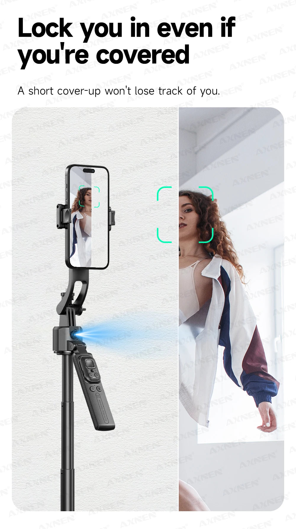 AI Face Tracking Selfie Stick Tripod – 1.63m Smart Quadrapod