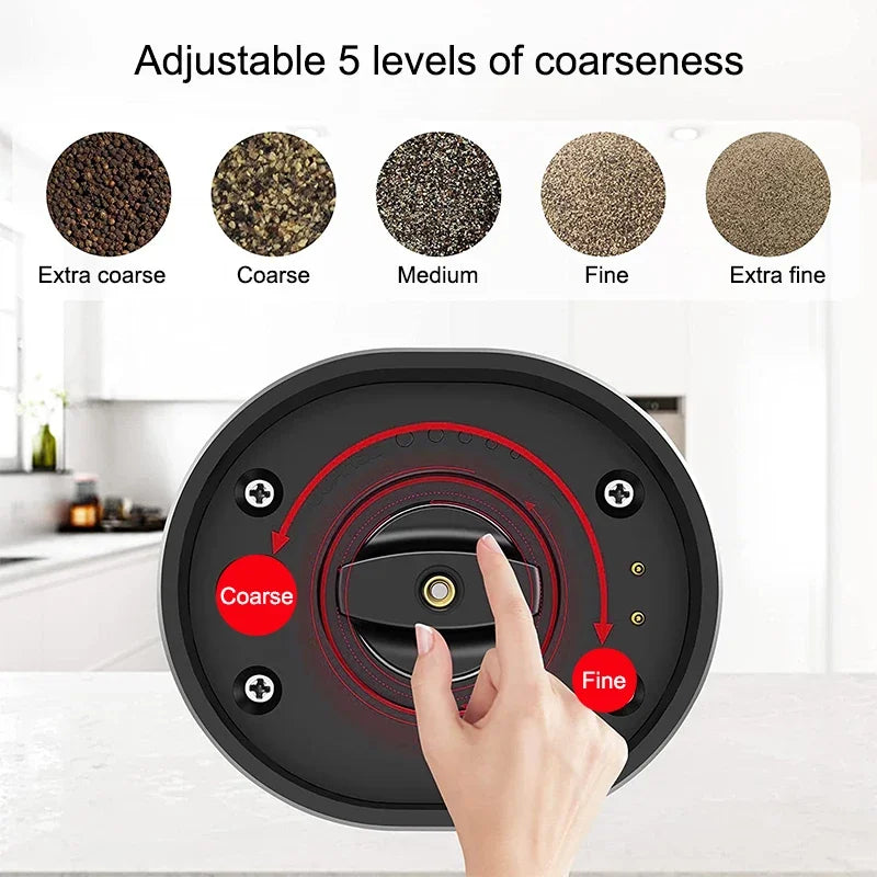 Automatic Salt & Pepper Grinder Set – Electric USB Rechargeable Spice Mills