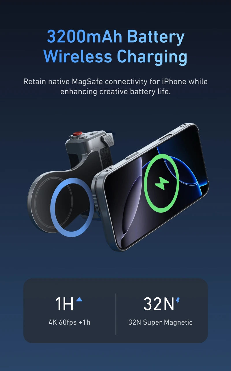 Master Grip for iPhone 17 Pro / Pro Max | Magnetic Camera Handle with 3200mAh Battery
