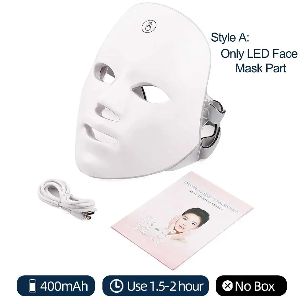 Professional 7-Color LED Face & Neck Mask – Home Skin Rejuvenation Device