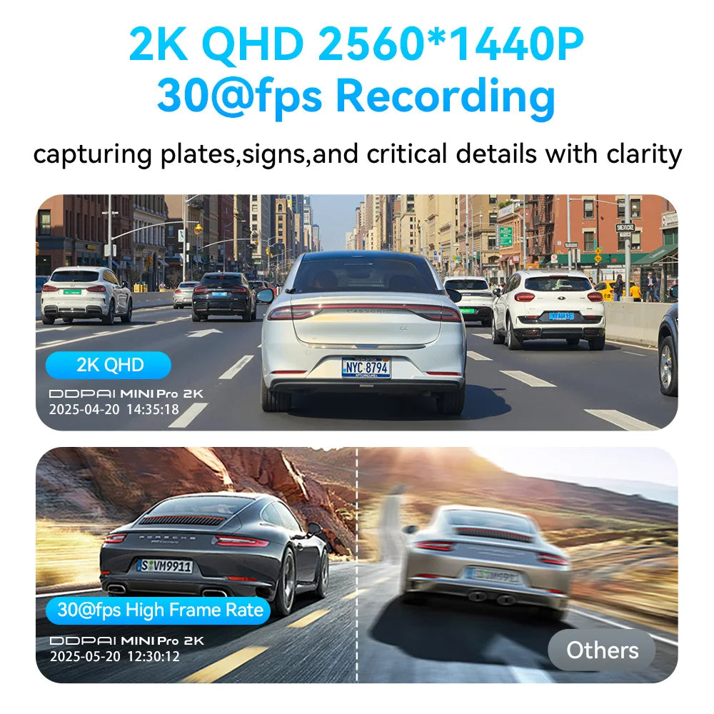 DDPAI Mini Pro 2K Dash Cam – 1440P WiFi Car DVR with Night Vision & Parking Monitor