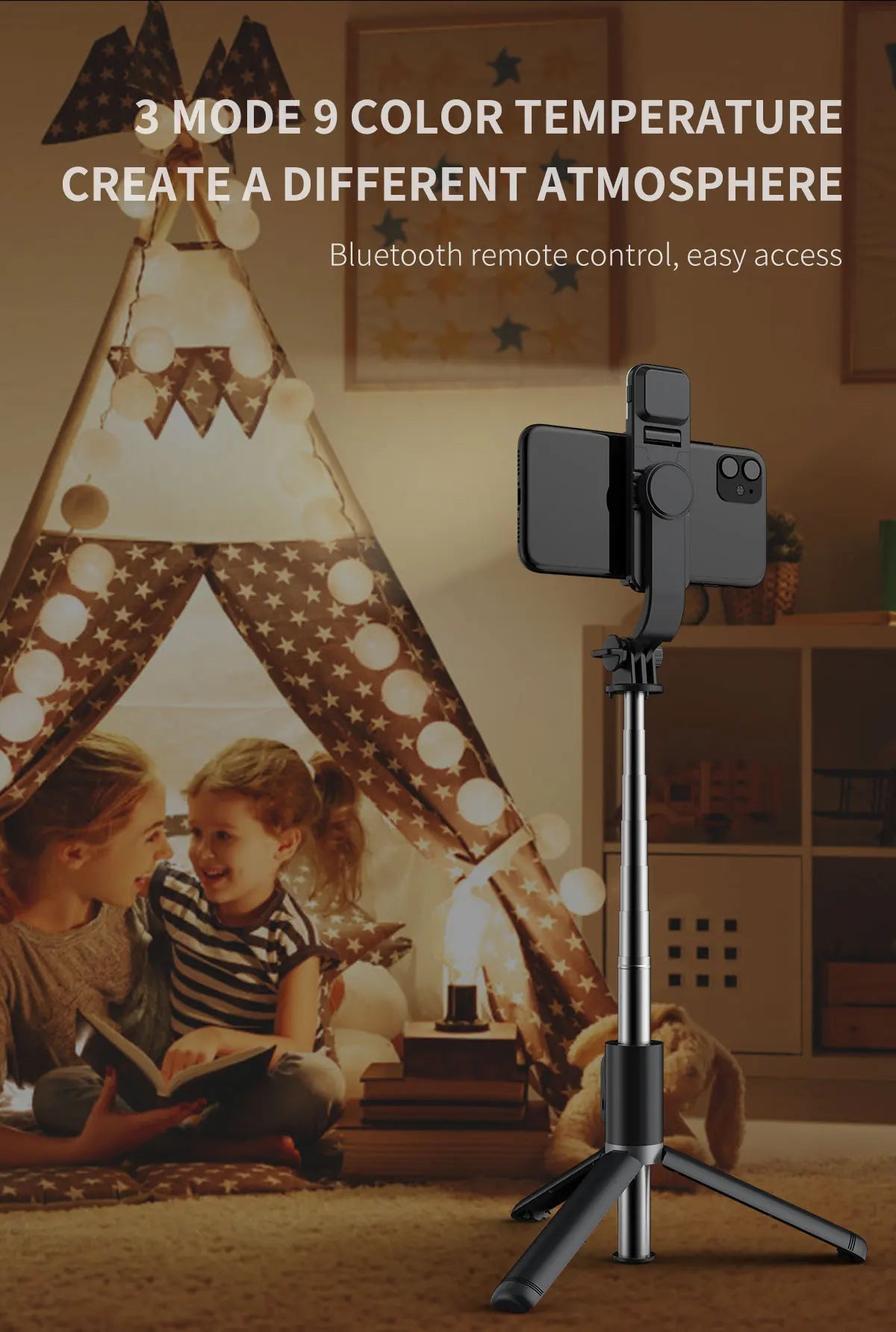 Stainless Steel Bluetooth Selfie Stick Tripod for Smartphones (Q02s)