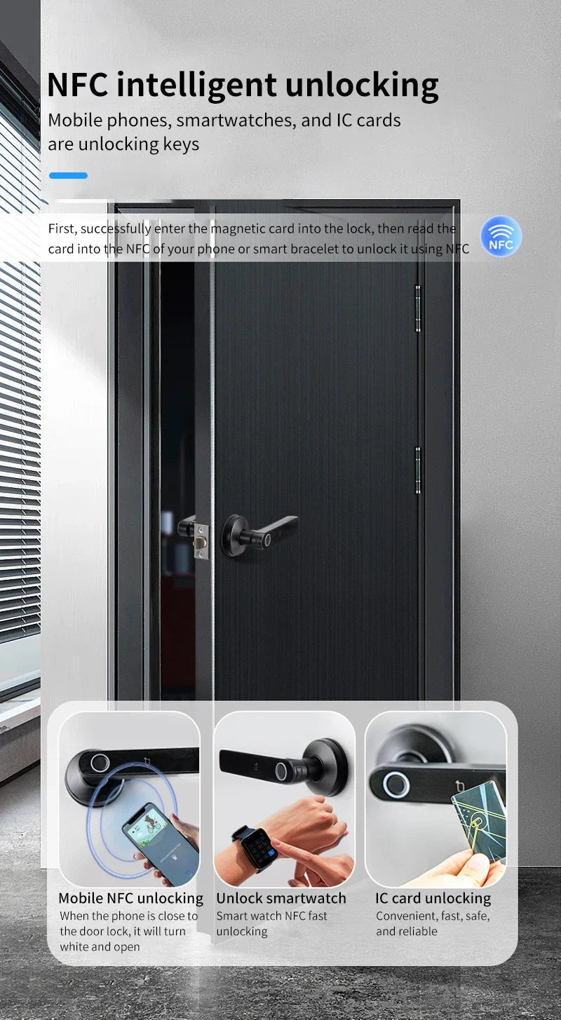 Tuya Smart Door Lock X1/X2 – Fingerprint, Password & App Control with Emergency USB