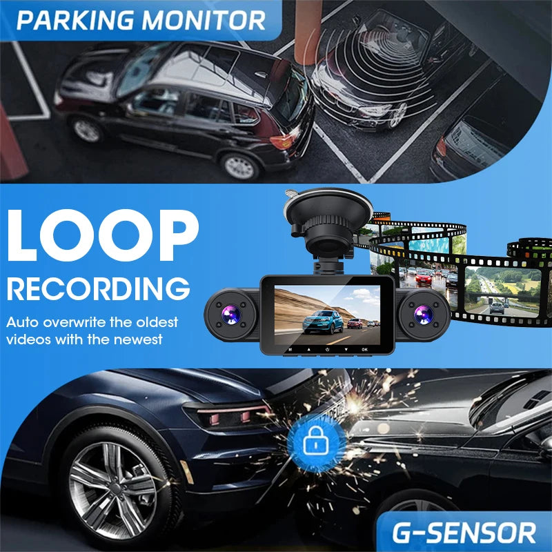 srnubi 4K Dual Dash Cam – Front & Rear Car DVR with Touch Screen, Night Vision & Parking Monitor