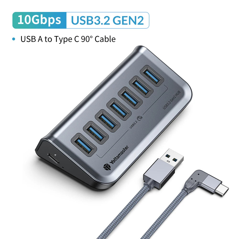 GA1 USB-C Hub with Power Supply – 7 Ports, 10Gbps High-Speed Data Transfer