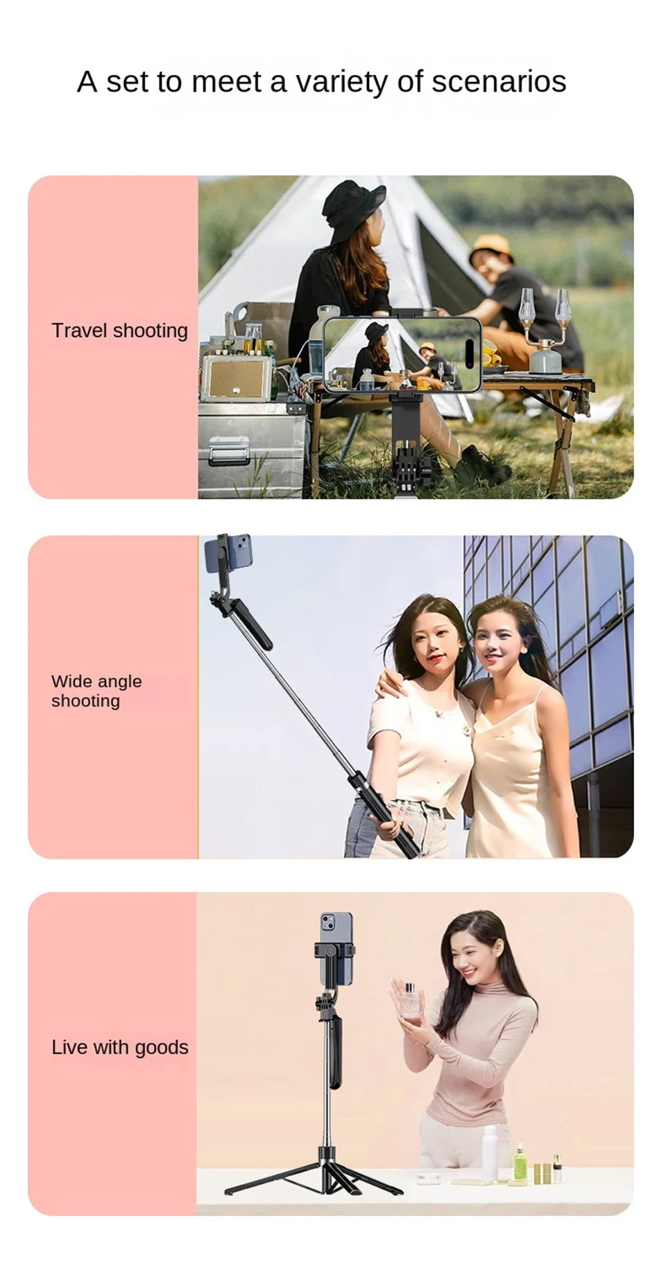 Bluetooth Selfie Stick Tripod 170cm – Lightweight Travel Stand for Phones & Cameras
