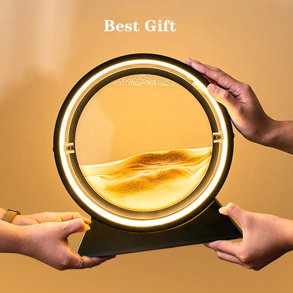 Rotating Quicksand Art Lamp | 360° Moving Sand Glass Atmosphere Light