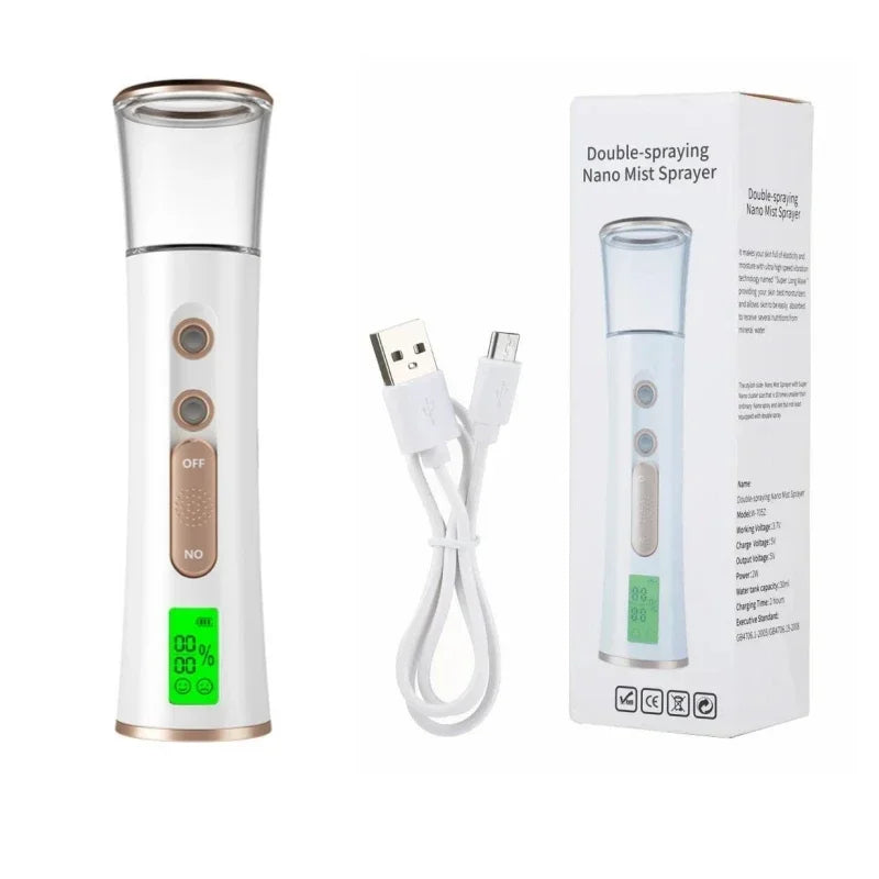 KEMOKO Handheld Nano Facial Sprayer – LED Display Cold Mist Moisturising Beauty Tool