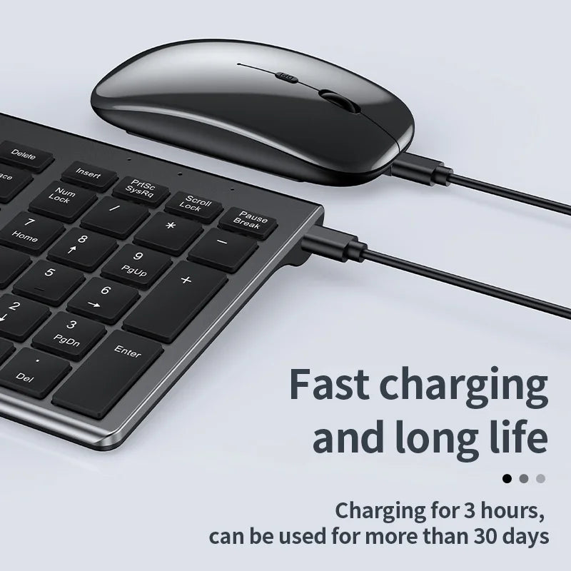 Slim Wireless Keyboard Mouse Set – Multi-Device Bluetooth, USB Receiver
