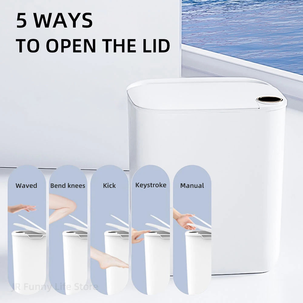 18L/20L Automatic Smart Trash Can – IPX5 Waterproof, Antibacterial Lamp, Long Battery Life