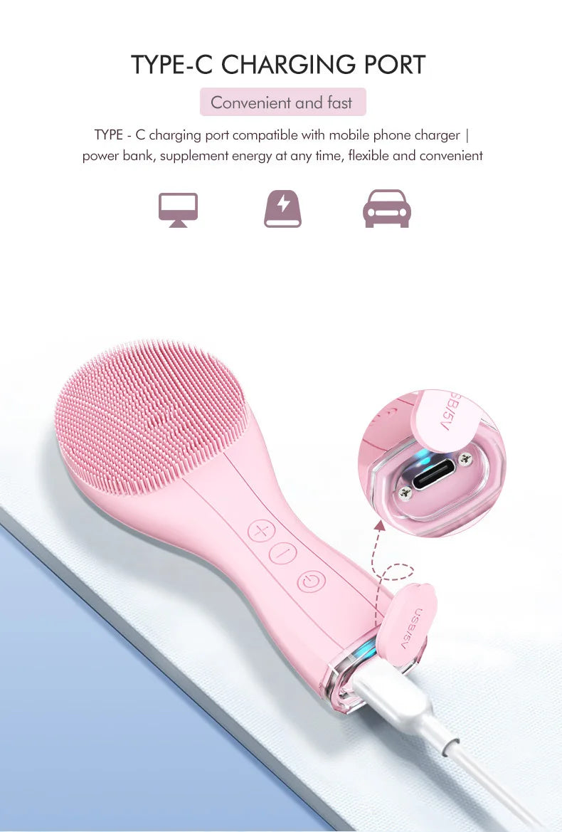 Windaily Rechargeable Silicone Facial Cleansing Brush – IPX7 Waterproof Deep Clean Vibration Tool