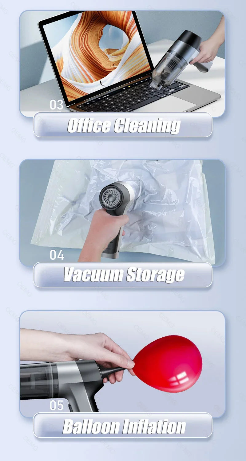 CENRR Handheld Vehicle Vacuum Cleaner – Brushless Motor, Multi-Nozzle Car & Home Cleaner