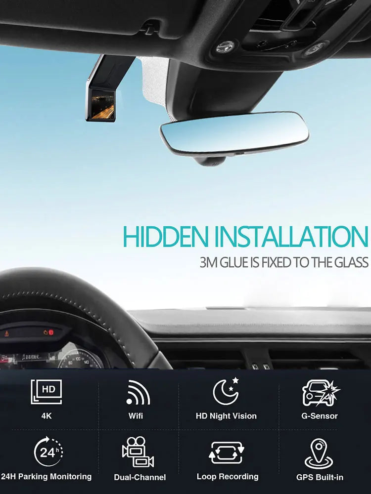 Sameuo U2000 4K Dash Cam – Front & Rear Car DVR with WiFi, Night Vision & Parking Monitor