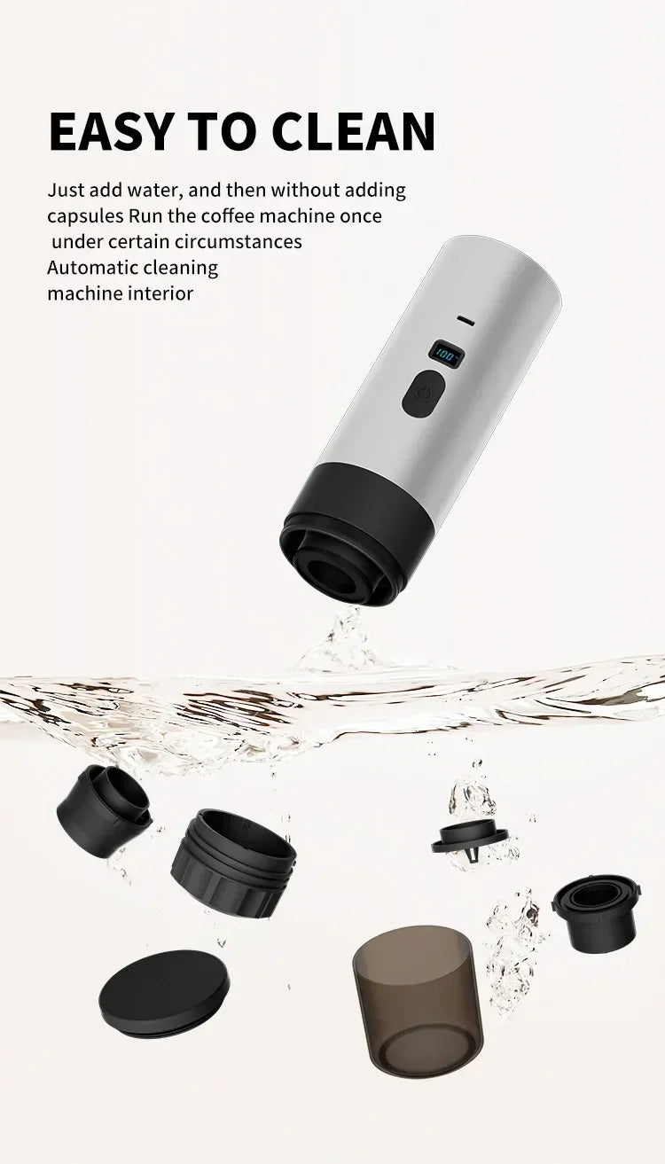 TINSOL Rechargeable Coffee Maker – Wireless Heating, 90ml Water Tank, Camping & Travel Use