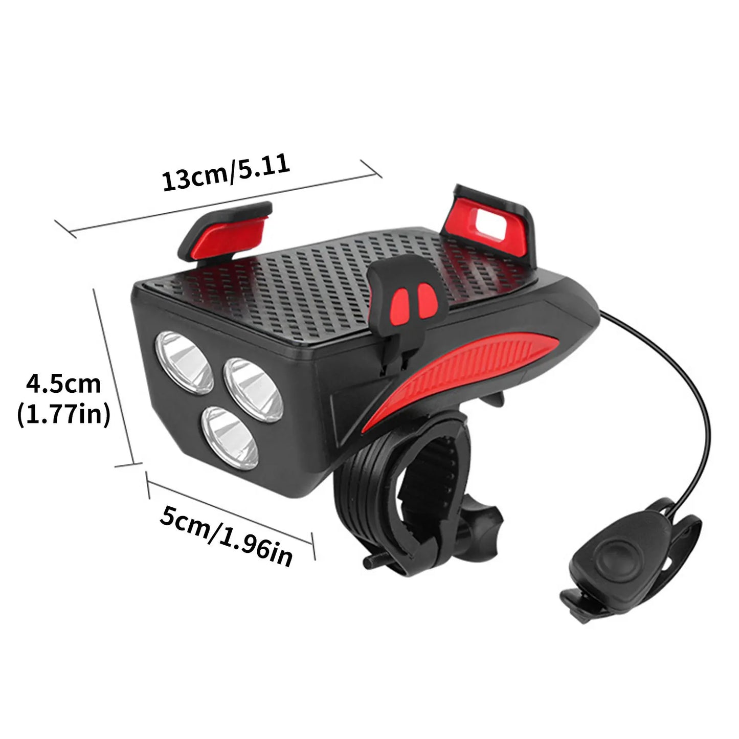 4-in-1 Bicycle Phone Holder with Headlight, Horn & 4000mAh Power Bank
