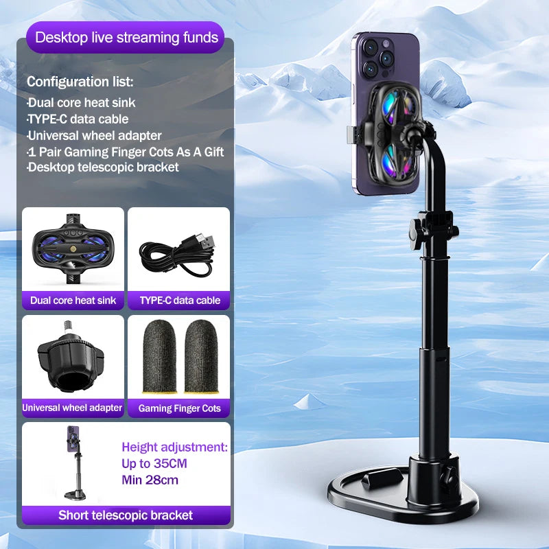 K11/K12 Mobile Live Streaming Radiator – Dual-Core Phone Cooler with Digital Display