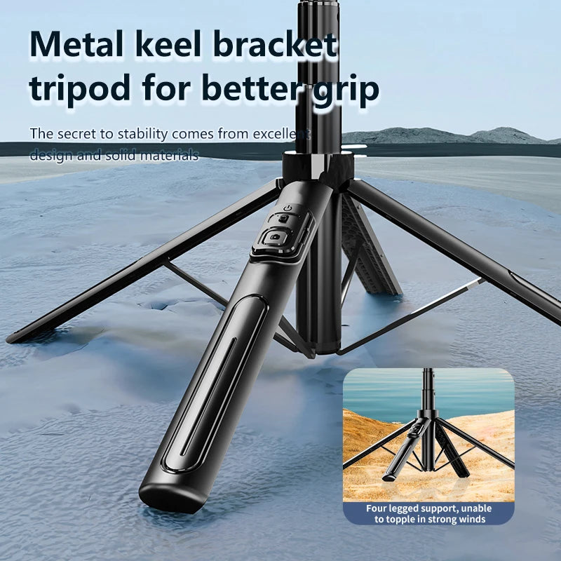 K27 1.3m Bluetooth Selfie Stick with Quad-Pod & Remote