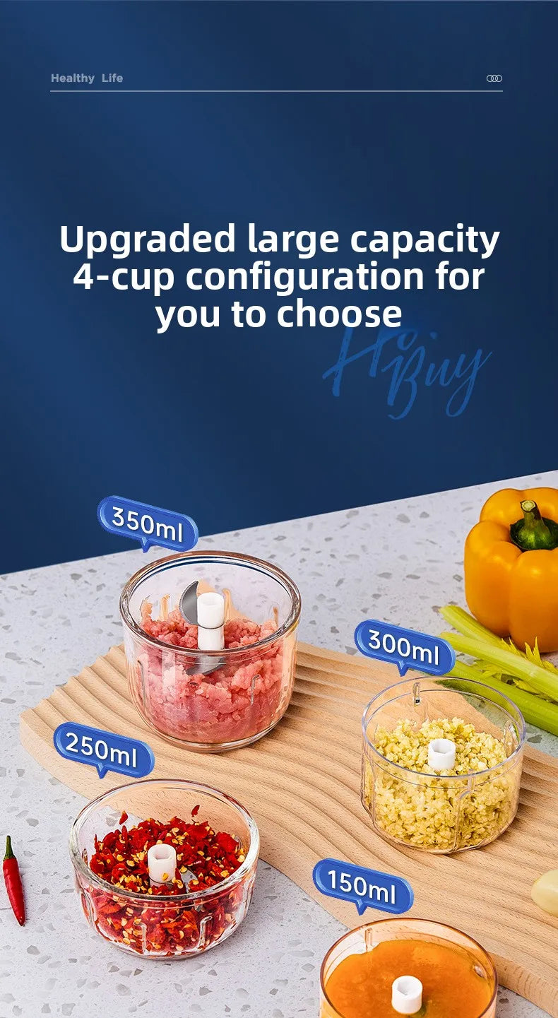 TINGBAI Portable Electric Garlic Chopper – 6-Blade USB-C Rechargeable Food Grinder