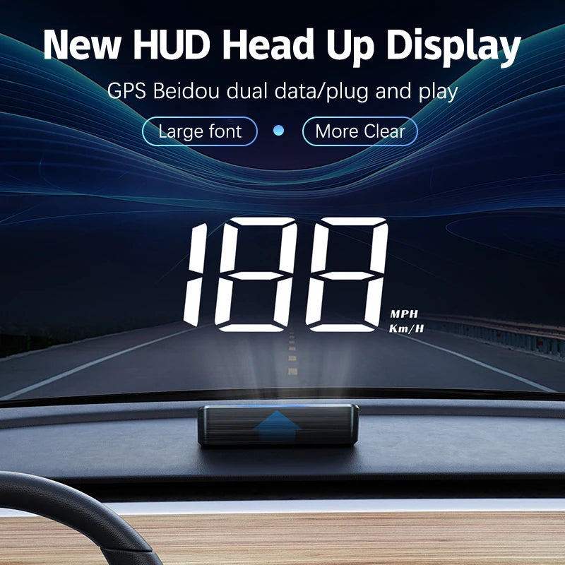 GPS Car Speed HUD – Windshield Head-Up Display for Safe Driving, Plug & Play Universal Fit