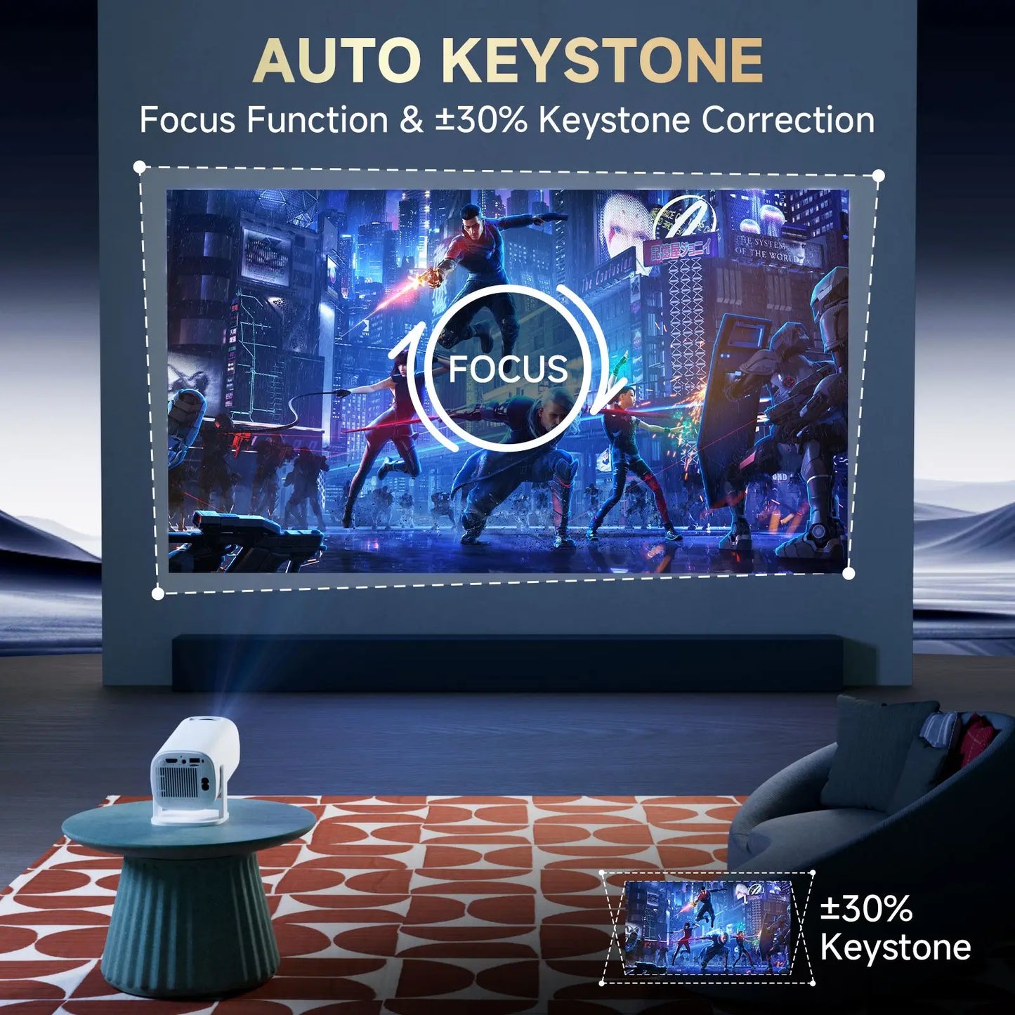 P30 Pro Smart Mini Projector – Android 14, WiFi 6, BT 5.0, 720P Native