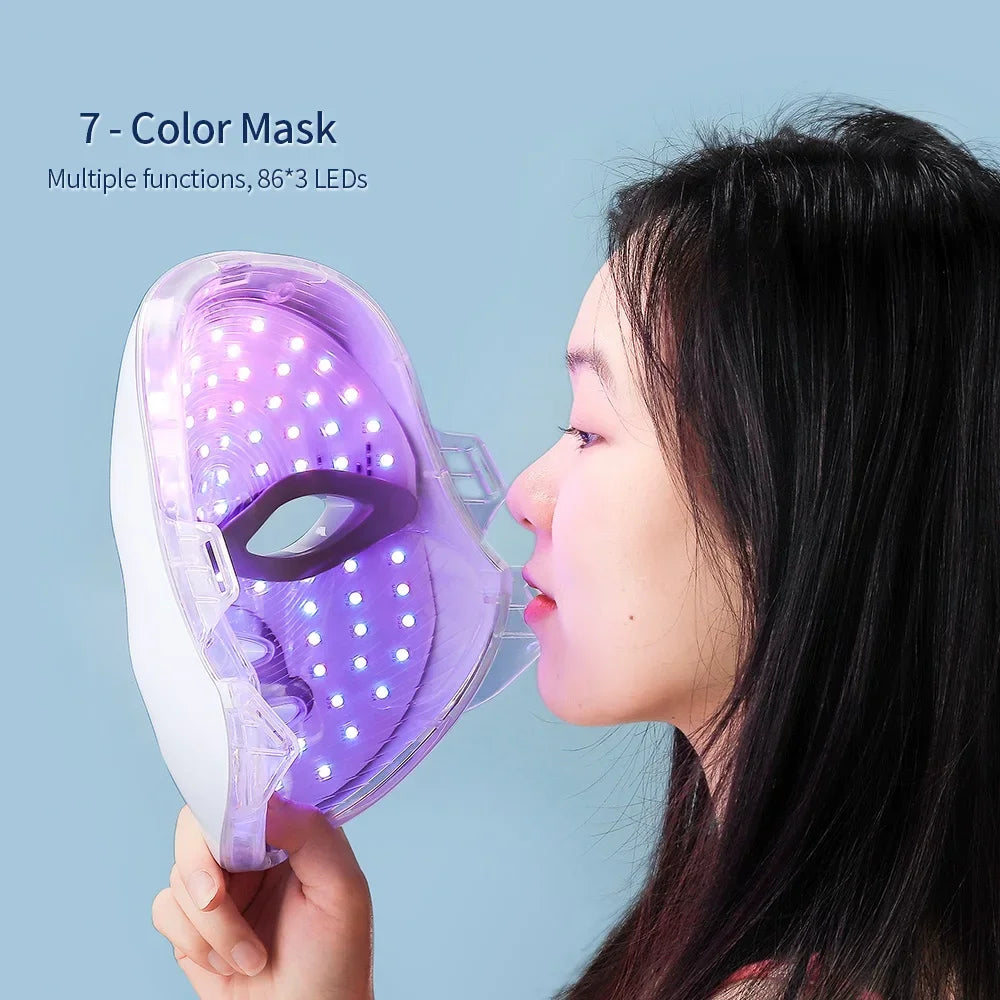 Professional 7-Color LED Face & Neck Mask – Home Skin Rejuvenation Device