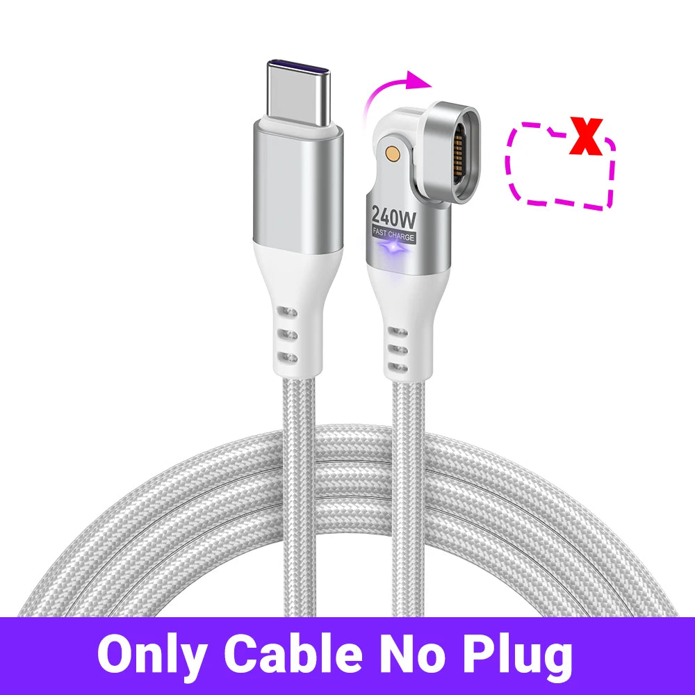 Magnetic USB-C Cable 240W PD – 3-in-1 Type-C / Lightning / Micro, 5A Fast Charge