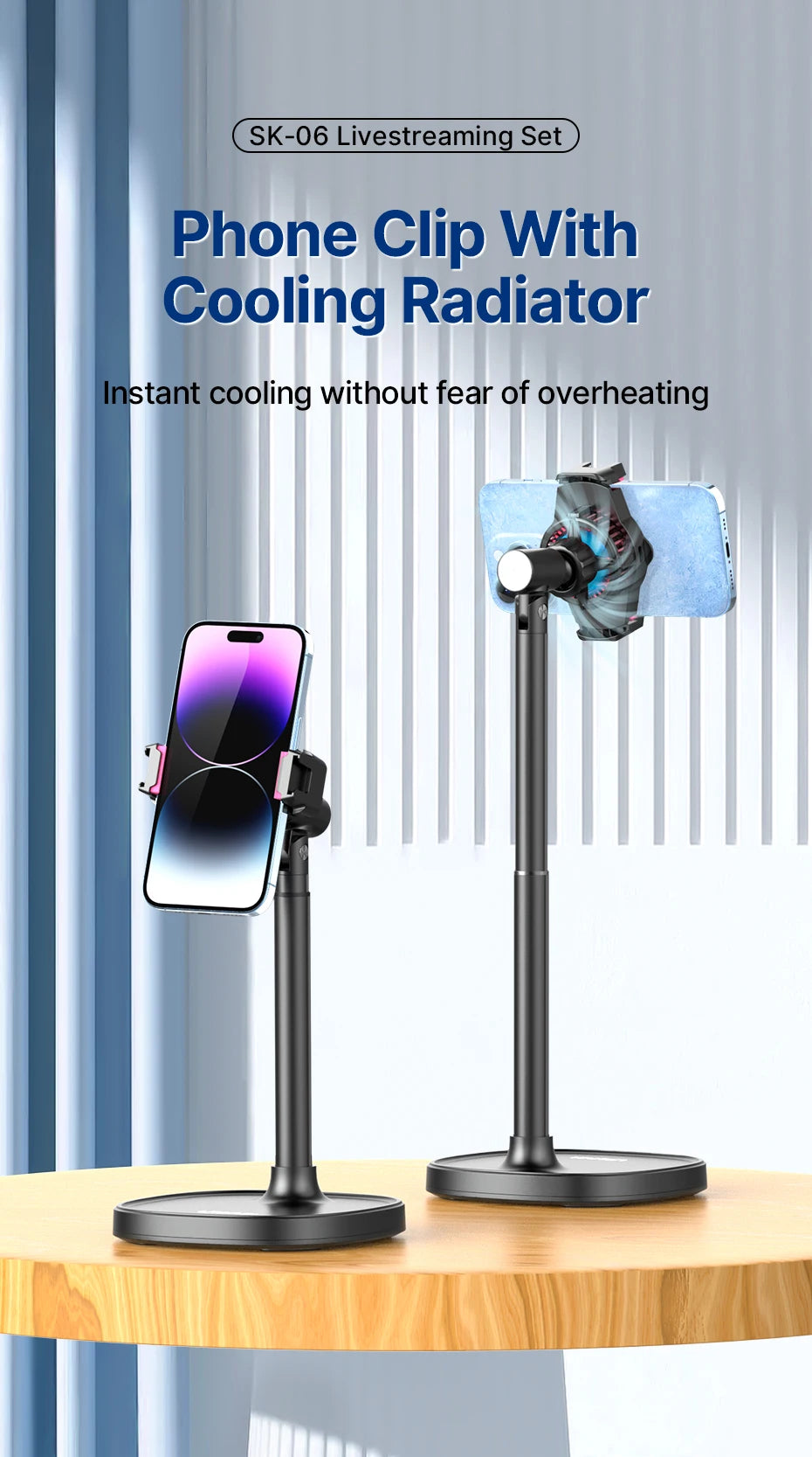 K-06 Livestreaming Phone Clip with Cooling Radiator – Smartphone Heat Control