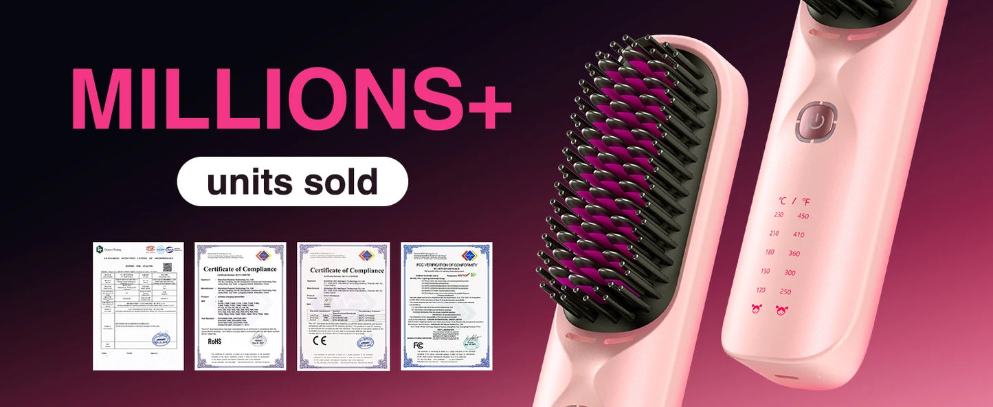 Cordless Hair Straightener Brush – Wireless, Adjustable Heat, Travel-Ready