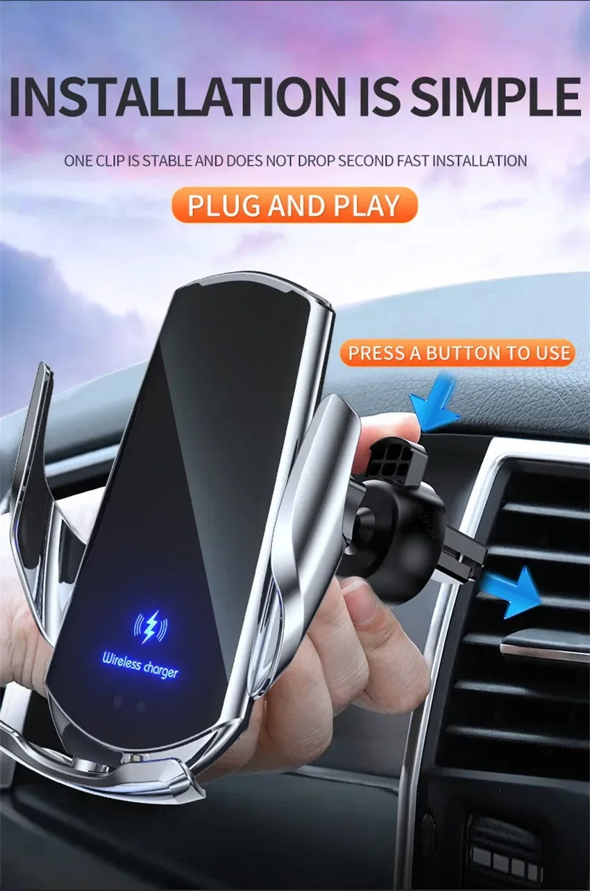 VIKEFON Qi 100W Wireless Car Fast Charger with Cooling Fan & One-Hand Operation