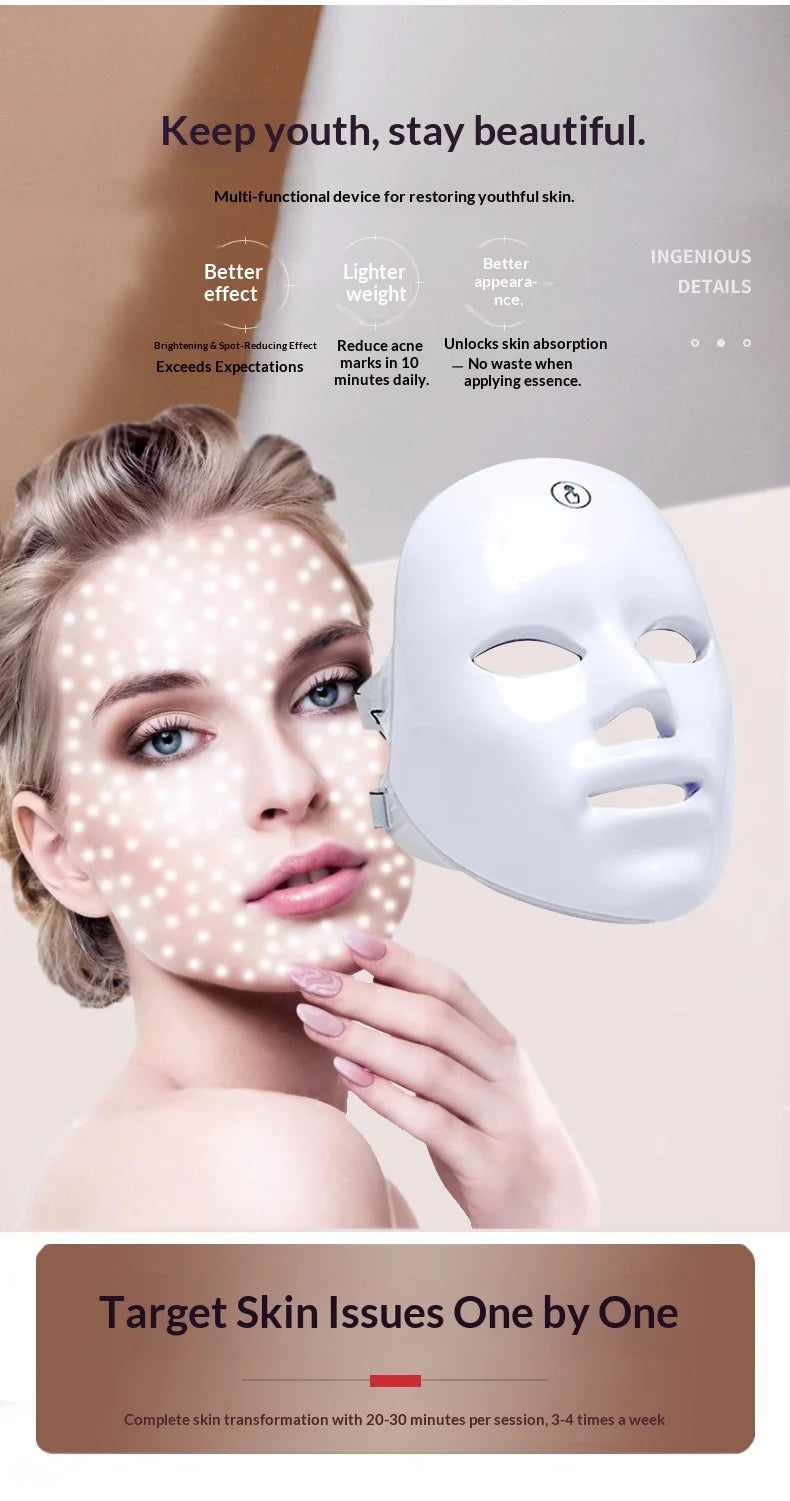 7-Color LED Light Therapy Face Mask – Lifting, Whitening & Anti-Wrinkle Care