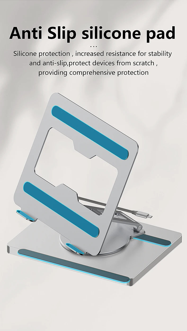 Aluminum Laptop Stand Hub 10-in-1 – USB-C Dock with 4K@60Hz HDMI, SD/TF & RJ45